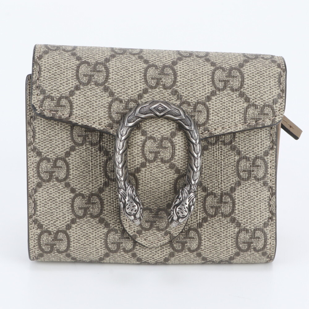 Gucci GG Supreme Dionysus 627073 Leather Tri-fold Wallet Compact for Women